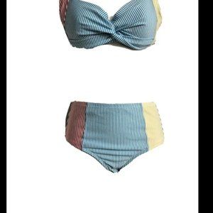 Lands end, two piece high waisted brief bikini, swimwear size 2 new